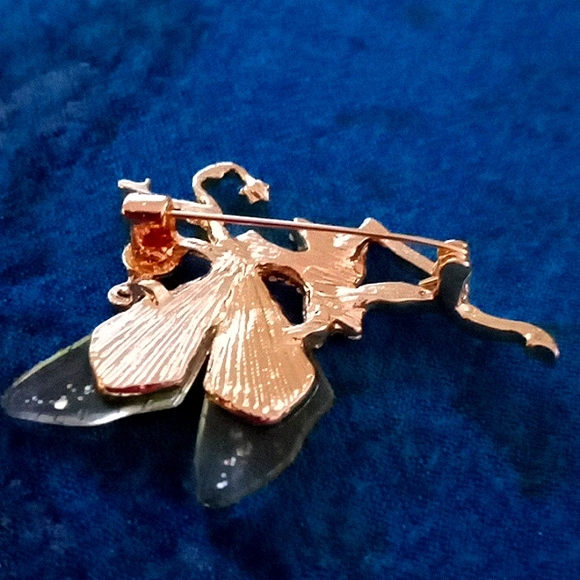 Whimsical Gold and Yellow Fairy Brooch - Picture 2 of 6